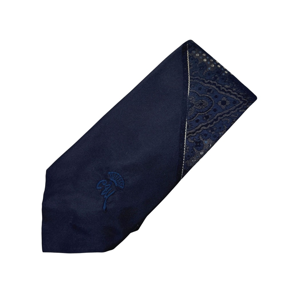 Countess Mara Necktie Mens Navy Blue Paisley Contrast Stitch Tie Vintage Capsule